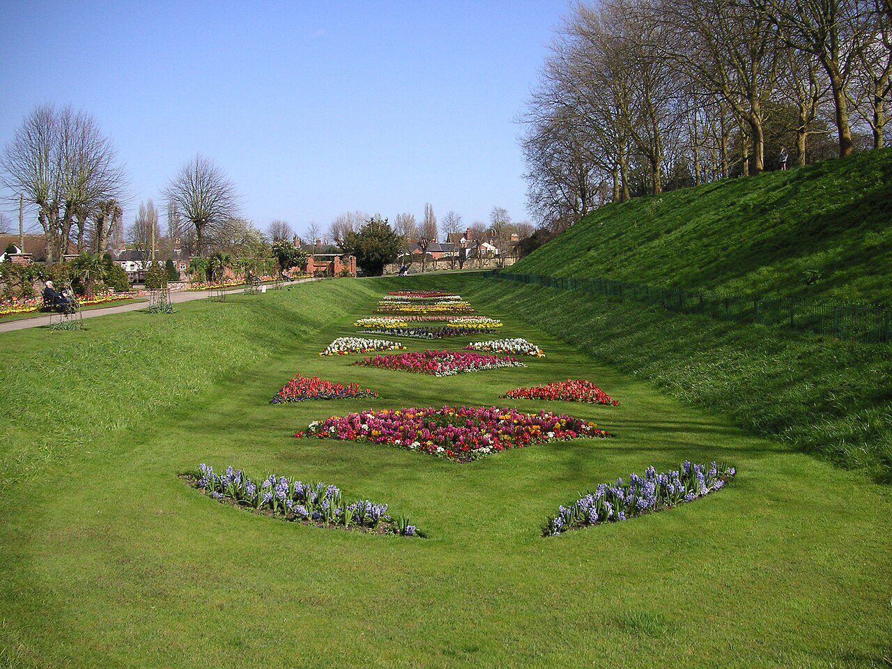 things to do colchester - AJM Colchester Castle Park Spring 002 Moat Garden with Hyacinths