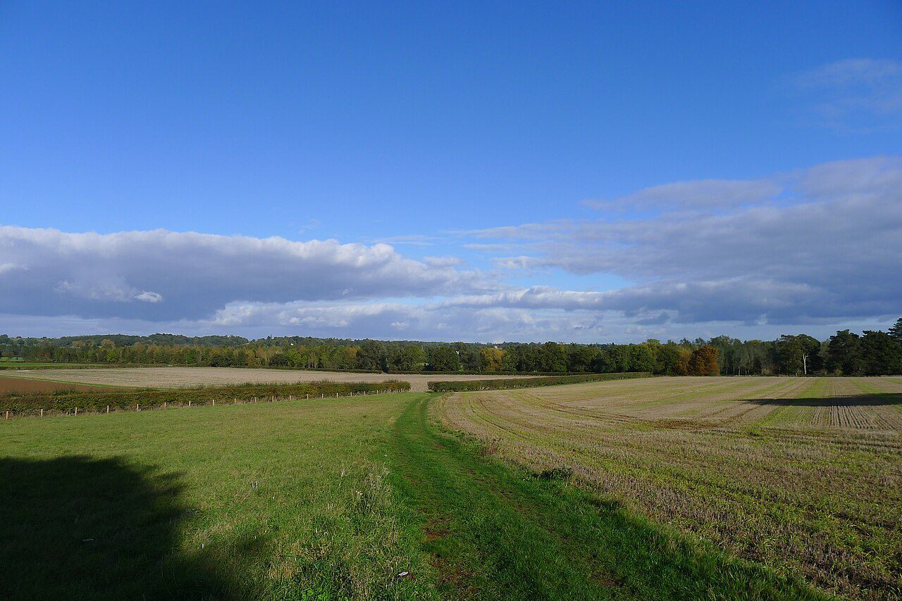 stour valley path walk - The Essex Way at Langham, looking down to the Stour valley